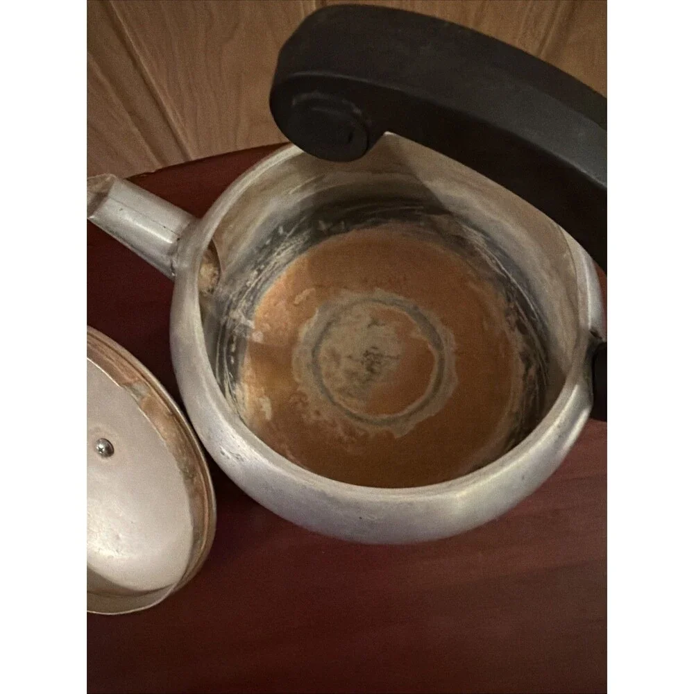 Vintage MCM Wear-Ever Tea Pot Kettle # 3062 1/2 Aluminum Copper Lid Hallite USA!